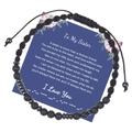 Détail du bracelet en pierre de lave code Morse sur la carte cadeau 'To My Sister' - Sœur