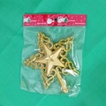 Gouden opengewerkte ster kerstboompiek met krulpatronen in de winkelverpakking - 20cm ongeveer 50g / Goud