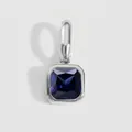 Eleganter quadratischer Anhänger aus Edelstahl mit dunkelblauem Saphir-Geburtsstein-Charm - September Saphir-Silber