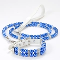 Elegant blue pearl pet collar and leash set with sparkling diamond accents and silver buckle - Collar XS (1.5*27cm) / Blue