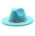 Detail of turquoise fedora hat with khaki suede band and gold metallic studs - M(56-58cm) / Lake Blue