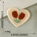 Heart-shaped tulip embroidery patch in cream white, size 3.7x4.6cm for DIY apparel - Heart Tulip