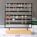 Black metal multi-tier earring display stand with wooden base 27cm x 31cm - 6 Layers (31x27cm) / Black