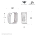 Detailed view of S925 sterling silver square zircon hoop earrings with precise dimensions - 925 Silver / 925 Silver White Gold Plated