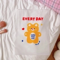 Frosted translucent travel storage bag with a yellow cartoon bear and zipper closure - 3# Literary Cha Cha Bear (Large)