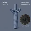 Morandi blue automatic umbrella with 12K skeleton and UPF50+ protection - Upgraded Large 12-Rib Automatic Black Glue / Navy Blue