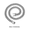 60cm silver iced out Cuban link chain necklace with sparkling crystals in 13mm classic style - 60CM / Silver