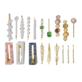 17-piece assorted hair clip set with pearls and rhinestones on a white background - K Set