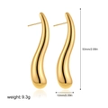 Dettaglio delle dimensioni degli orecchini a goccia in oro 18K con design a S lucido e cavo - Leggermente Curvo da 53mm (22979)