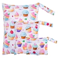 Three-piece waterproof diaper bag set with colorful cupcake prints in multiple sizes - BF132 Cupcake