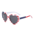 Heart shaped sunglasses with American flag star and stripe pattern on the frame - Flag Frame Gray Lens