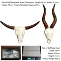 Resin bull skull wall hanging decor pair, weights 693g, size 29x20.5x10cm set - Cow and Sheep Skull Set