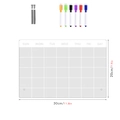 Detailed view of acrylic weekly planner with mounting hardware and 6 colorful pens - TYU311 Standard Weekly