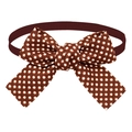 Classic brown bowtie with white polka dots and adjustable strap for pets - Dark Brown White Polka Dot