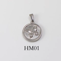 Minimalist silver butterfly pendant necklace in vintage stainless steel style - HM01-Butterfly / Silver