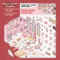 3D DIY stickers set in pink cartoon home theme with PET material and background card - Simno 2.0 Cozy Home Series