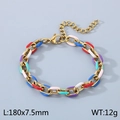 Buntes Emaille- und Gold-Edelstahl-Panzerarmband mit praktischem Karabinerverschluss - Brillante Spleißen Breite Kette (KB190831-Z)