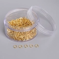 DIY jewelry making kit featuring gold jump rings in a clear storage box container - 0.8x6mm Gold Jump Rings 400pcs