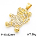 Hiphop-Panda-Anhänger in Goldoptik mit weißen Zirkonia-Steinen und Brille - Weiß Zirkonia Gold Bär Anhänger (Ohne Kette)(KP130490-MZOZ)
