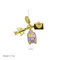 Detail of travel charms featuring airplane, suitcase and camera with enamel and crystals - Camera Airplane Suitcase Set