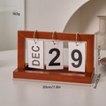 Minimalist wooden flip calendar featuring dimensions 20x11.5cm and 163g weight info - Old Wood Finish