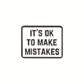 Minimalist enamel pin featuring white rectangle with It is OK to make mistakes slogan - Black / IT'S OK TO MAKE MISTAKES