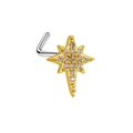 Clou de nez en L doré avec une étoile octagramme étincelante en zircone - Style Étoile à Huit Branches Or (24051004-16)