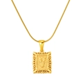 18K gold plated stainless steel snake chain with vintage V letter rectangular pendant - Letter V