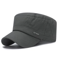 Casquette militaire plate grise foncée en coton pour homme avec badge métal SPORT - Réglable / Gris