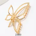 Elegant large golden alloy butterfly hair claw clip with cutout design measuring 10.5x5cm - ZJ003 Large Butterfly / Gold