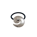 Elastico per capelli con ciondolo a spirale in metallo argento e cordino nero elastico - Spirale astratta / Vortice Argentato