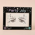 Face gem stickers with white pearls, black stars, and iridescent rhinestones for parties - HF-070 Pearl Rhinestone