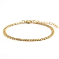 Minimalistisches 18K vergoldetes Edelstahl-Panzerarmband mit Karabinerverschluss - Gold 3,5 mm Breit 18+5 cm Lang