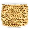 Bulk spool of vacuum-plated gold stainless steel Cuban link chain for DIY jewelry - 5mm / Gold
