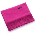 Deep pink cashmere scarf for men and women with elegant long fringe tassels - Rose Red