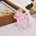 Portachiavi tartaruga rosa con glitter, paillettes lucide e anello in metallo dorato - Rosa Chiaro Luminoso