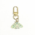 Exquisite golden moth enamel keychain in mint green and dark cyan finish with lobster clasp - Mint Green