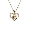Collar de corazón dorado con colgante de madre e hijo y circonitas brillantes - Abrazo de Madre e Hijo-Tipo 2