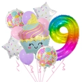 Detailed set of ice cream cupcake and rainbow gradient number 9 foil balloons for party - Jelly Number Set 8