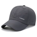 Dark grey quick-dry baseball cap with mesh ventilation and white fashion lettering - Dark Gray