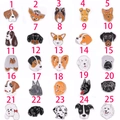 Set of 25 colorful cartoon dog enamel pins featuring various breeds in a grid display - 25mm / Selection