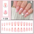24 pezzi unghie finte a mandorla francese con cuori rossi in tonalità rosa e bianco - Stile Francese Cuore Rosa (Y-228)