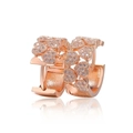 Rose gold heart hoop earrings with pavé cubic zirconia accents and clicker closure - 30-Rose Gold Pave Stacked Heart Huggie / Rose Gold