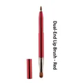 Double-ended retractable lip brush in red metallic finish with cap and soft bristles - Red