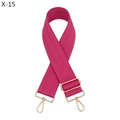 Close-up of pink herringbone woven strap with adjustable golden metal hooks and buckle - Gold Buckle / Rose Red