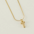 Gold plated stainless steel T-letter necklace with shimmering cubic zirconia pendant - Letter T (With Chain)