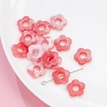 Pink acrylic 19mm floral beads with silver pin for DIY jewelry making and crafts - 14mm / 13# Transparent Dyeing (kp6522)