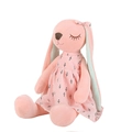 Plush bunny toy in pink dress with long ears and floral patterns in sitting pose - 35 cm / Pink