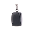 Square black natural crystal pendant with silver metal clasp for jewelry making - Obsidian
