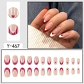 Faux ongles French manucure rouges avec motifs de cœur et finition brillante - Coeur Français Rouge Blanc (Y-467)